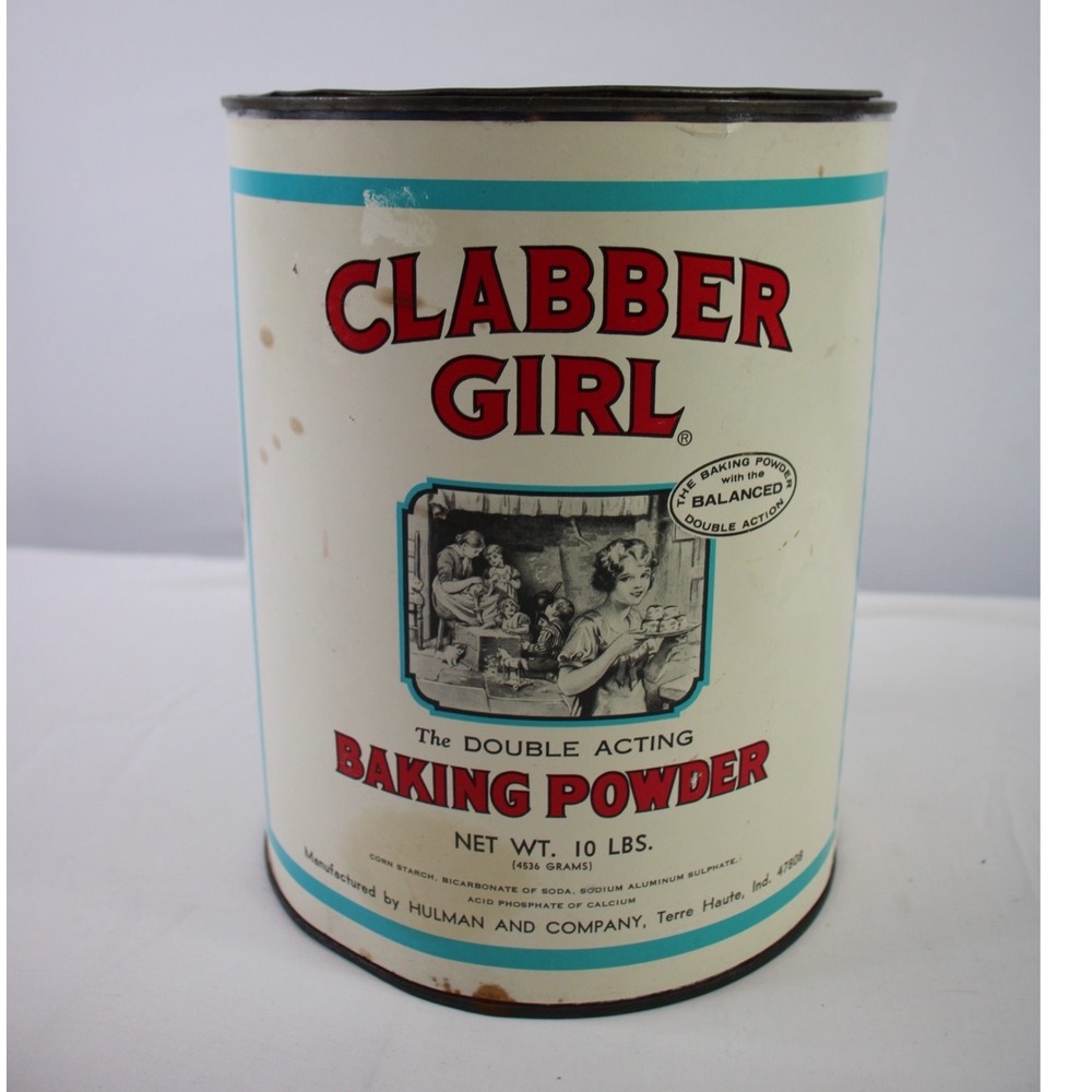Vintage Clabber Girl Baking Powder Tin 10 lbs Double Collectible Kitchen Decor